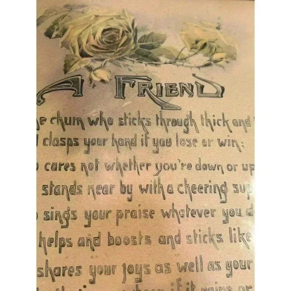 Antique friendship poem frame print | 1920s wall decoration - Picture 3 of 10